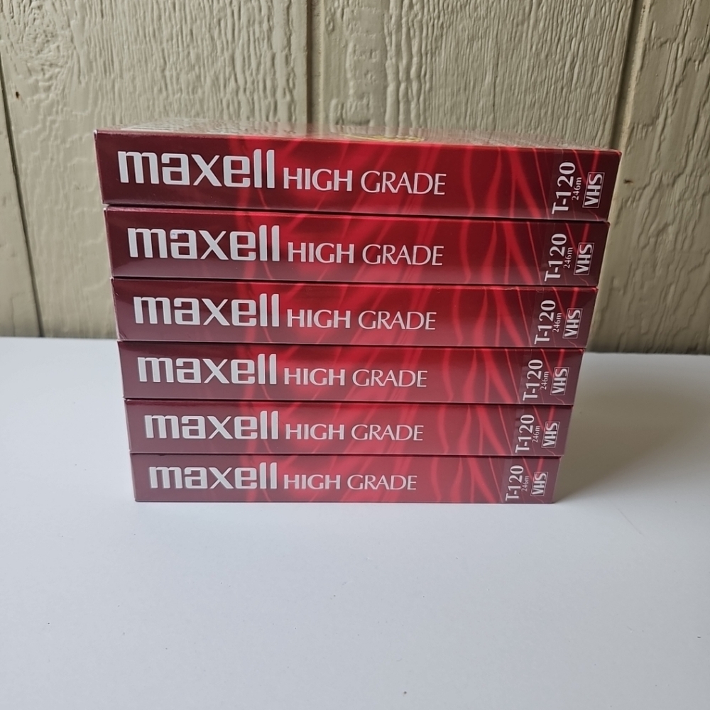 Lot Of 6 Maxell High Grade T-120 VHS Blank Video Cassette 6 Hour VCR NOS